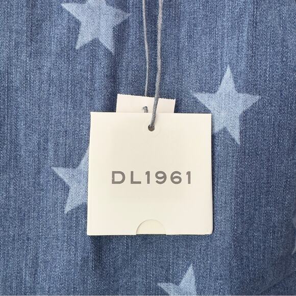 DL1961 Leah Top Sleeveless Top in Indigo Star Button Down Back Chambray Denim L - Picture 5 of 10